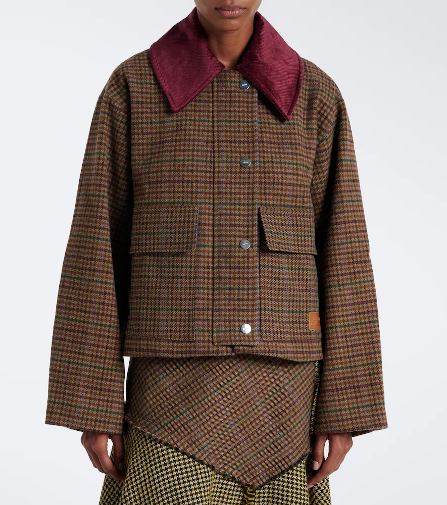 Ganni Checked wool-blend twill jacket | Thumbnail 4 Ganni Checked wool-blend twill jacket | Thumbnail 4