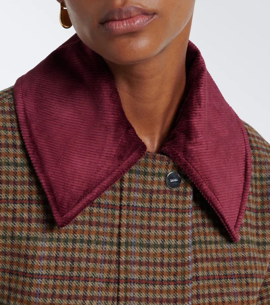 Ganni Checked wool-blend twill jacket | Thumbnail 6 Ganni Checked wool-blend twill jacket | Thumbnail 6