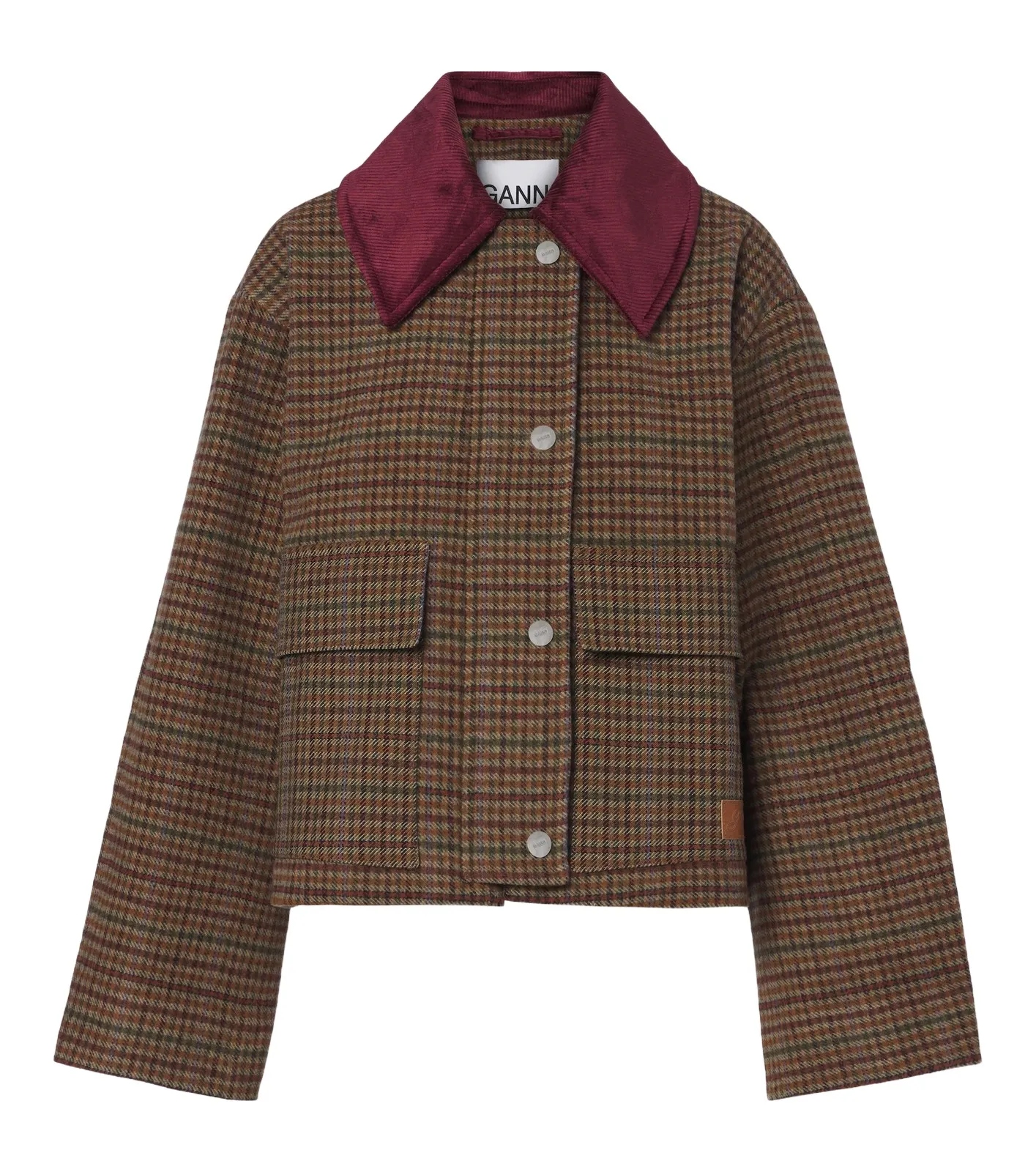 Ganni Checked wool-blend twill jacket