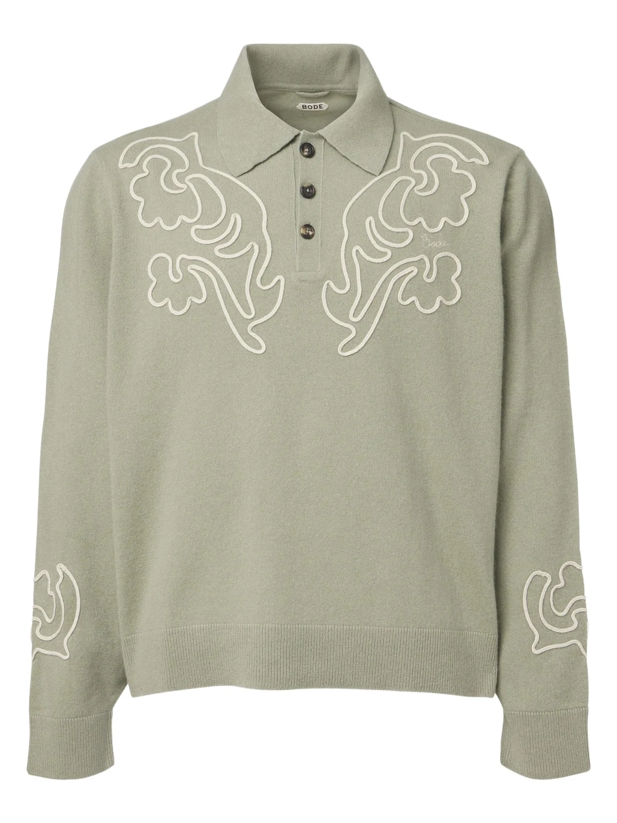 BODE Blaze embroidered wool polo sweater