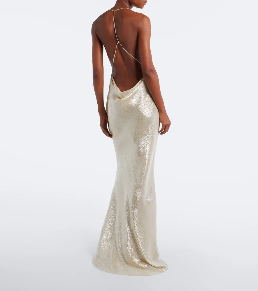 Tom Ford Open-back silk-blend lamé gown | Thumbnail 3