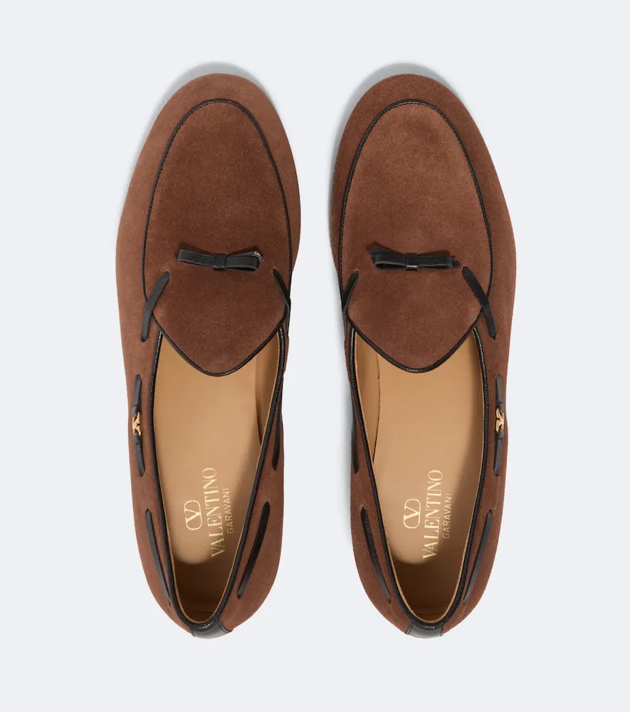 Valentino Garavani VLogo leather-trimmed suede loafers | Thumbnail 2 Valentino Garavani VLogo leather-trimmed suede loafers | Thumbnail 2