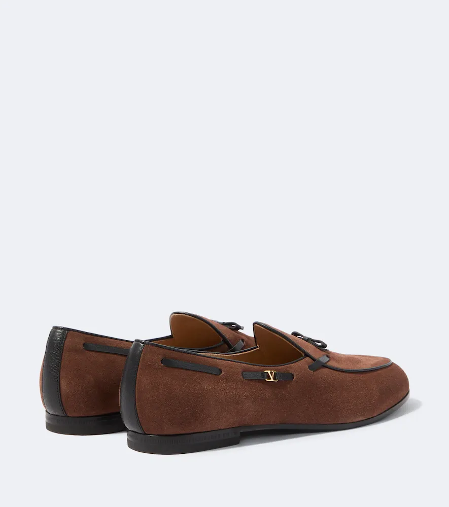 Valentino Garavani VLogo leather-trimmed suede loafers | Thumbnail 3 Valentino Garavani VLogo leather-trimmed suede loafers | Thumbnail 3