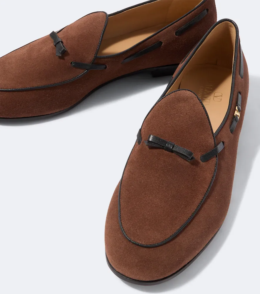 Valentino Garavani VLogo leather-trimmed suede loafers | Thumbnail 4 Valentino Garavani VLogo leather-trimmed suede loafers | Thumbnail 4