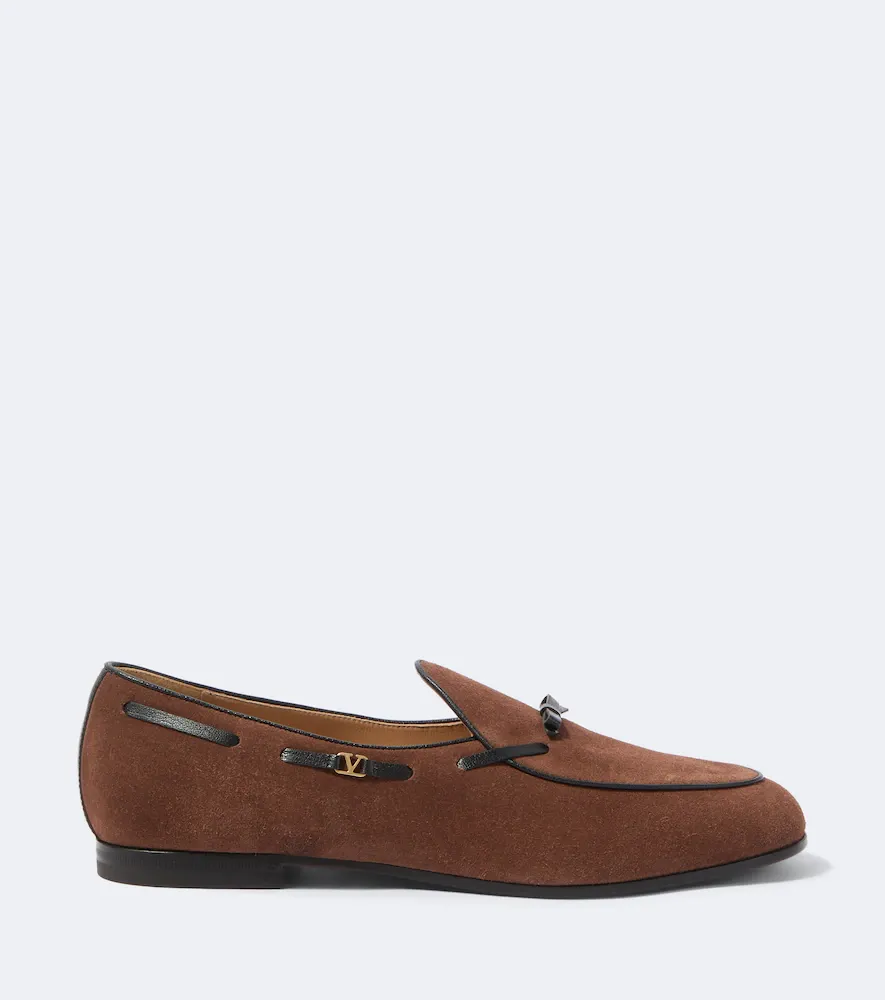 Valentino Garavani VLogo leather-trimmed suede loafers | Thumbnail 5 Valentino Garavani VLogo leather-trimmed suede loafers | Thumbnail 5
