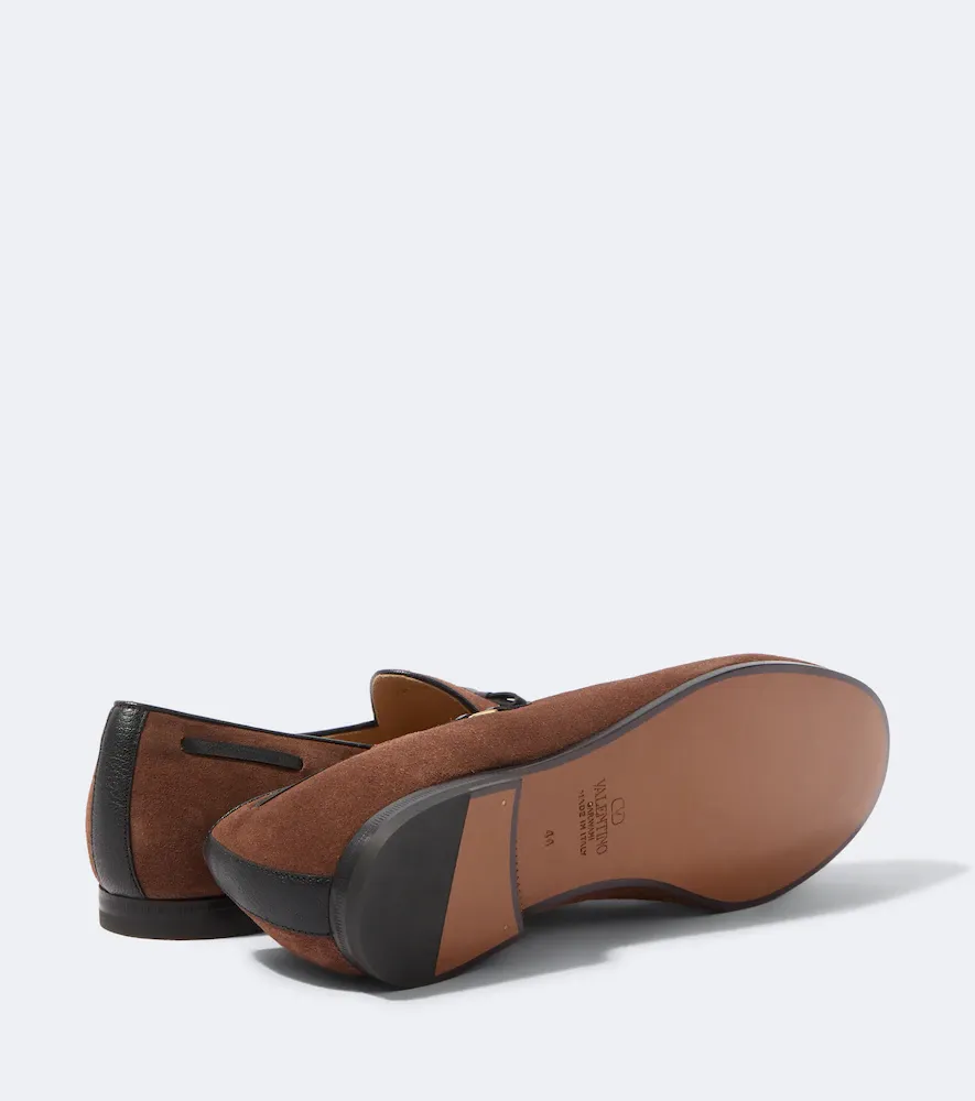 Valentino Garavani VLogo leather-trimmed suede loafers | Thumbnail 6 Valentino Garavani VLogo leather-trimmed suede loafers | Thumbnail 6