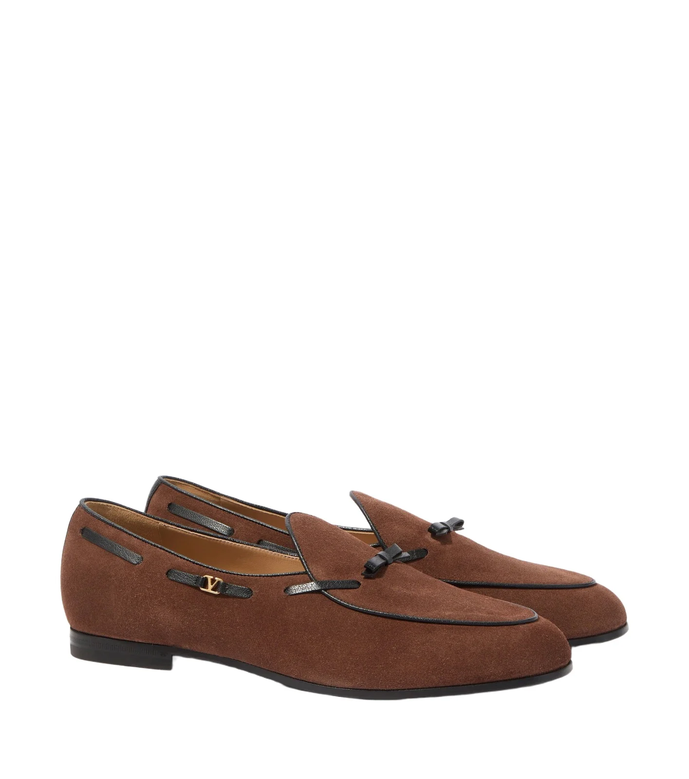 Valentino Garavani VLogo leather-trimmed suede loafers