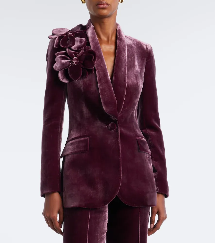 Elie Saab Floral-appliqué silk-blend velvet blazer | Thumbnail 5