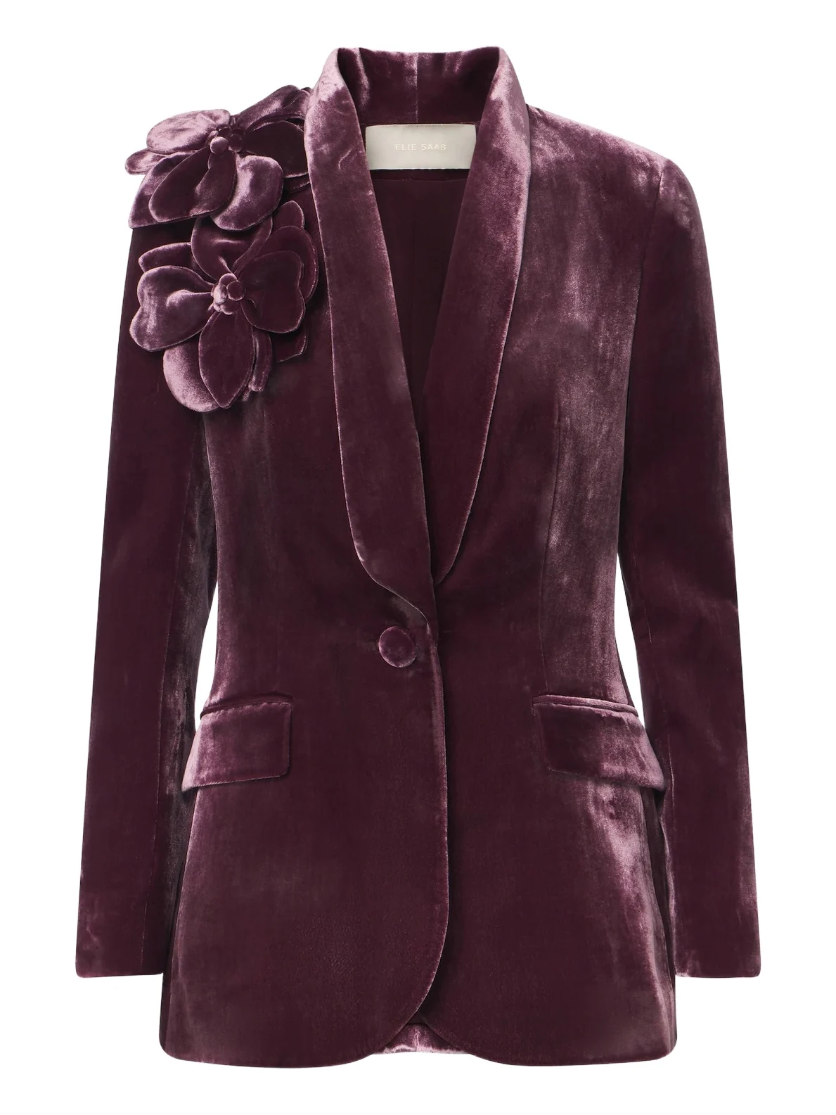 Floral-appliqué silk-blend velvet blazer Floral-appliqué silk-blend velvet blazer