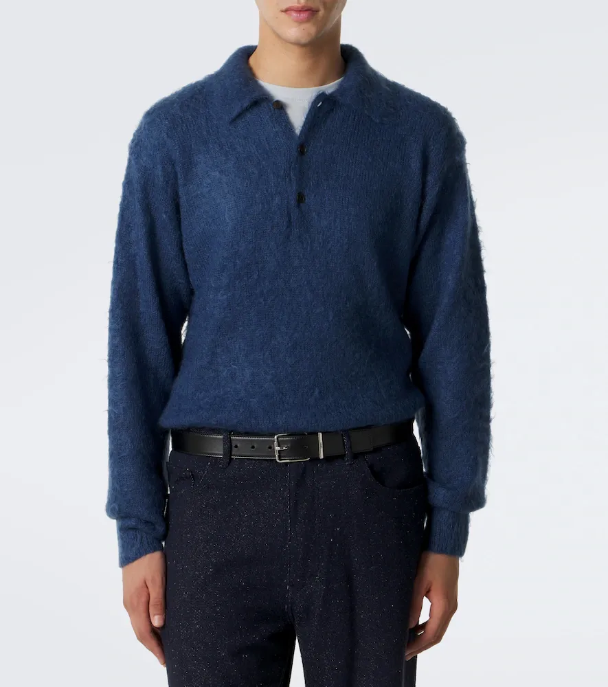 Auralee Mohair and wool polo sweater | Thumbnail 3