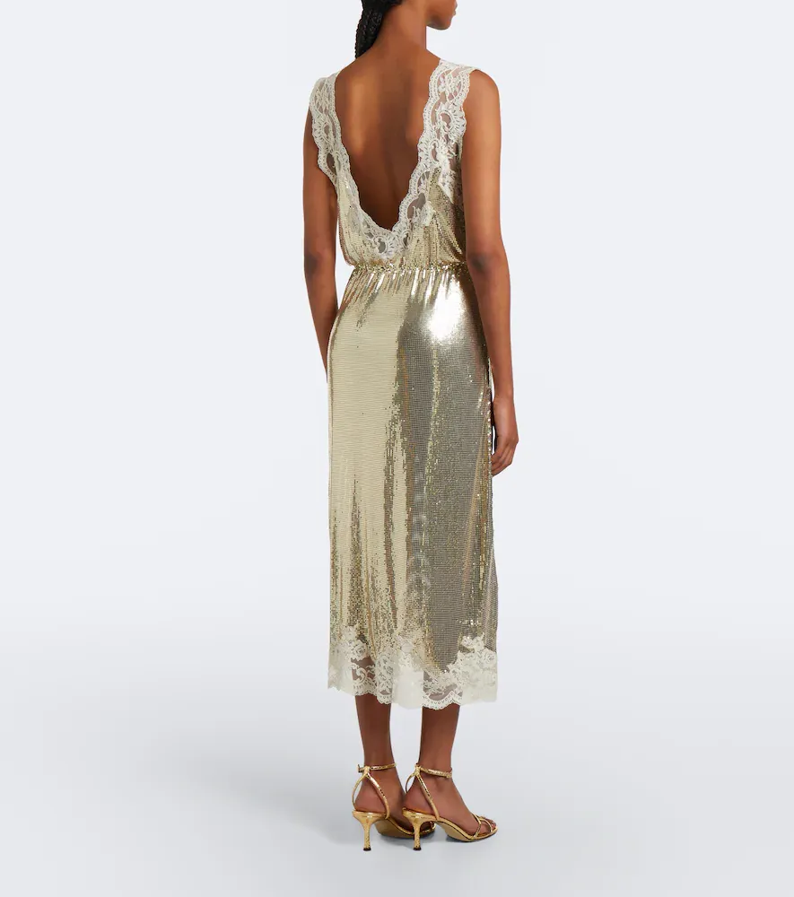 Rabanne Lace-trimmed chainmail midi dress | Thumbnail 3