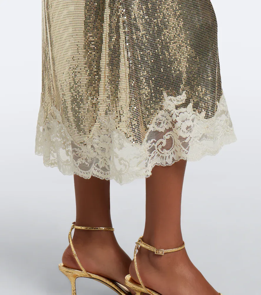 Rabanne Lace-trimmed chainmail midi dress | Thumbnail 4
