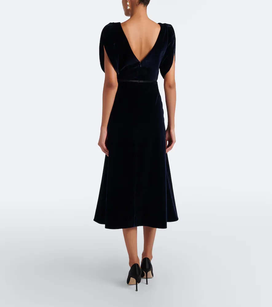 Erdem Embellished cotton velvet midi dress | Thumbnail 3 Erdem Embellished cotton velvet midi dress | Thumbnail 3
