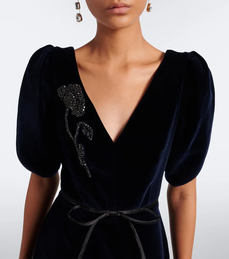 Erdem Embellished cotton velvet midi dress | Thumbnail 5 Erdem Embellished cotton velvet midi dress | Thumbnail 5