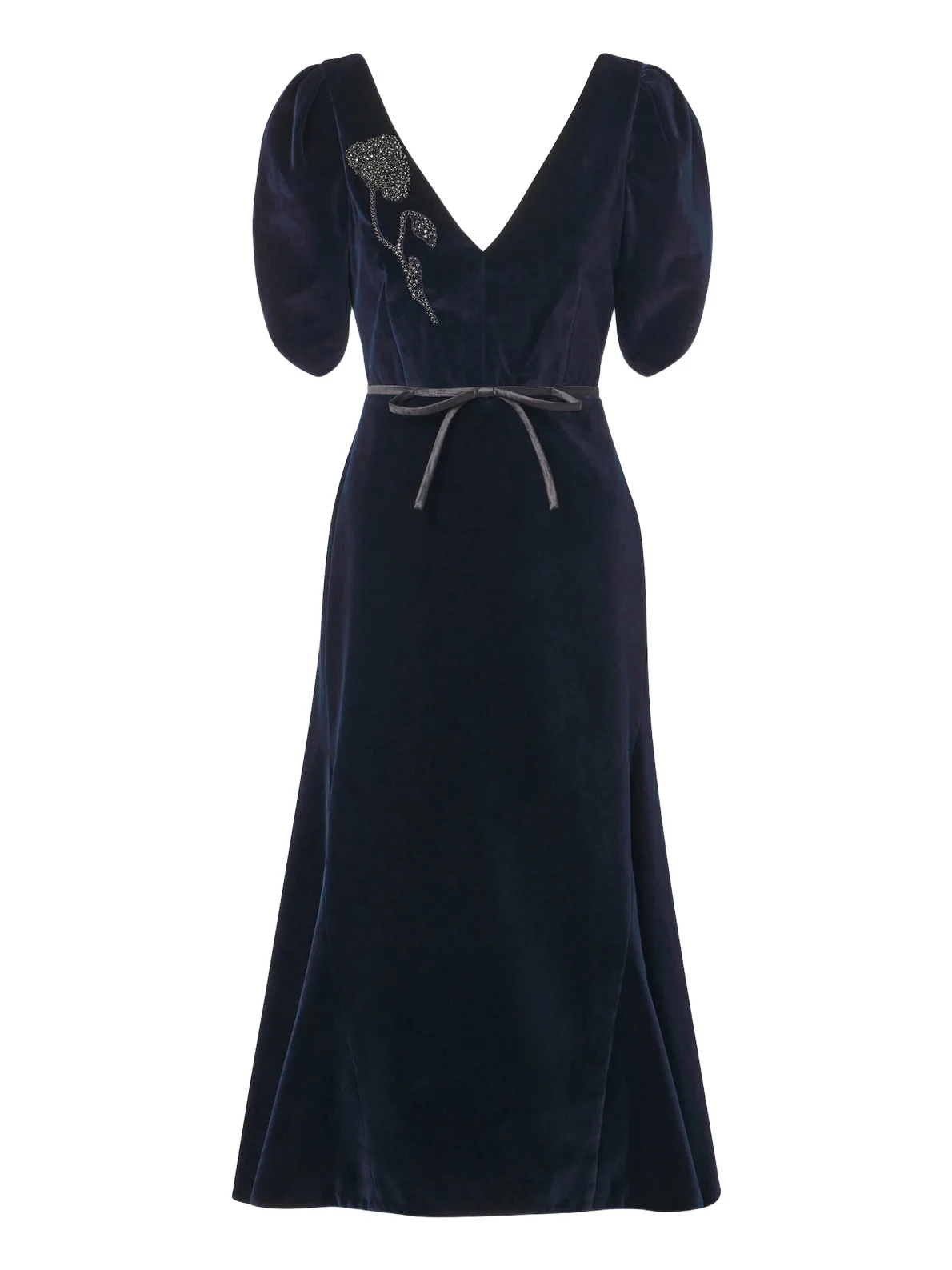 Erdem Embellished cotton velvet midi dress