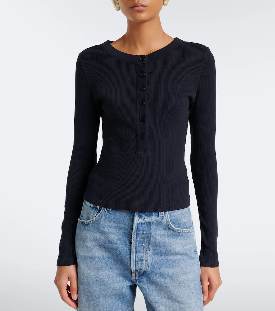 Citizens of Humanity Varra ribbed-knit Henley shirt | Thumbnail 5