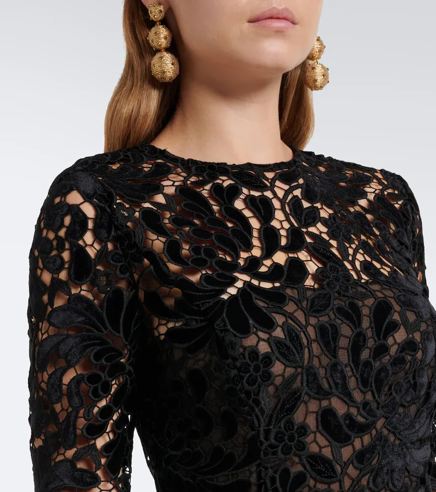 Oscar de la Renta Belted guipure lace midi dress | Thumbnail 2