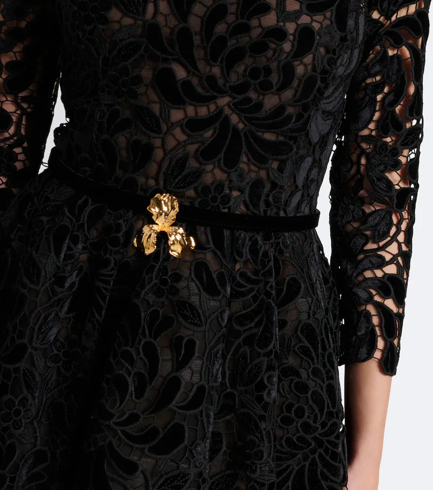 Oscar de la Renta Belted guipure lace midi dress | Thumbnail 3