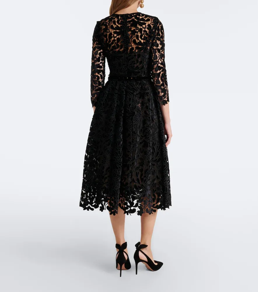 Oscar de la Renta Belted guipure lace midi dress | Thumbnail 5