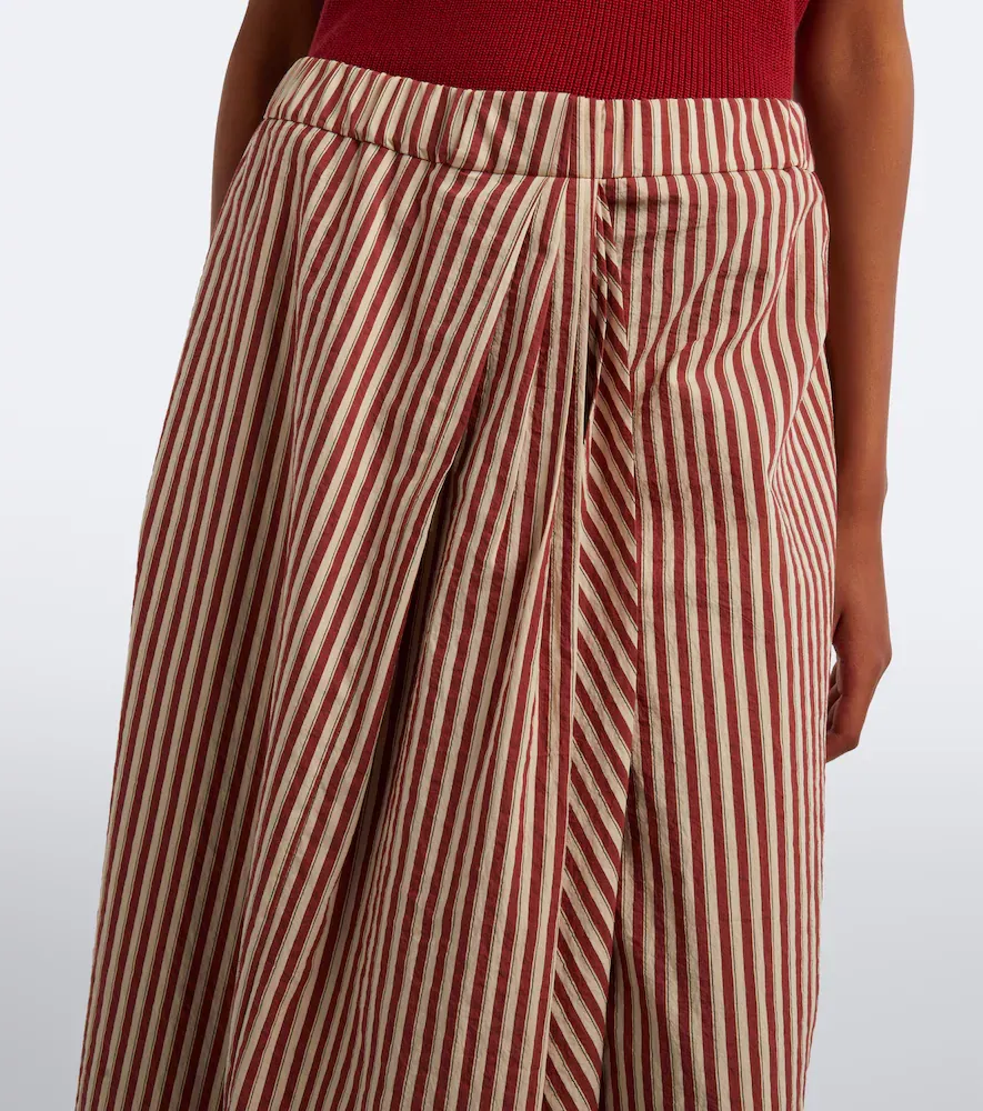 Brunello Cucinelli Striped pleated cotton-blend maxi skirt | Thumbnail 4