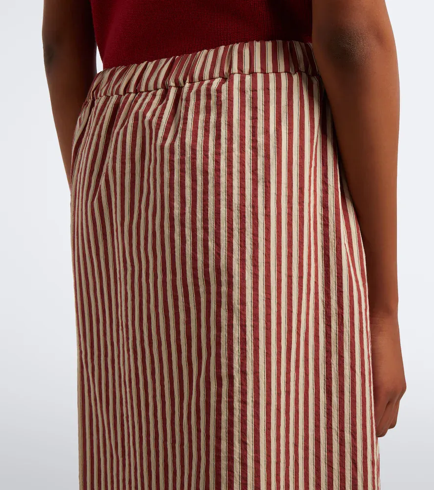 Brunello Cucinelli Striped pleated cotton-blend maxi skirt | Thumbnail 5