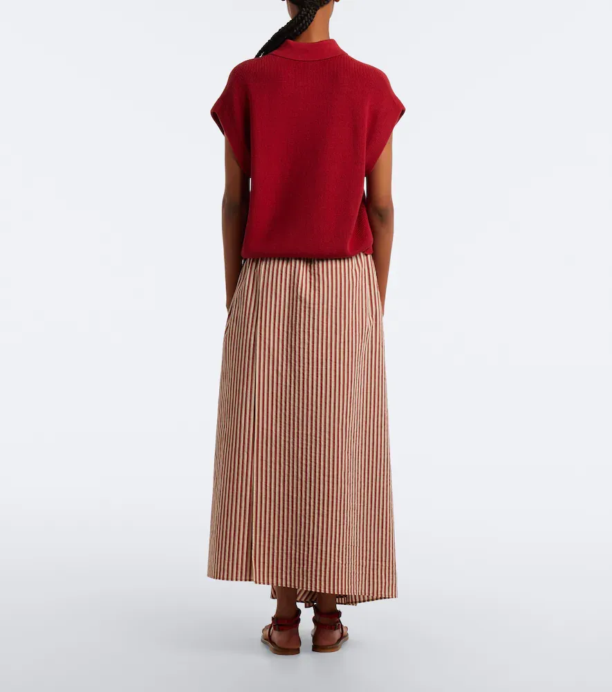 Brunello Cucinelli Striped pleated cotton-blend maxi skirt | Thumbnail 6