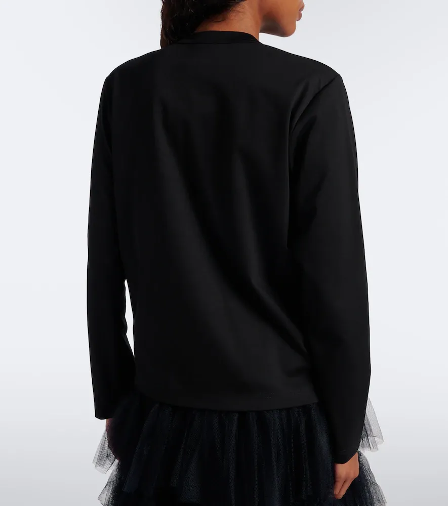NOIR KEI NINOMIYA Bow-detail cotton jersey top | Thumbnail 3