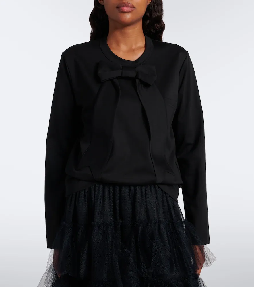 NOIR KEI NINOMIYA Bow-detail cotton jersey top | Thumbnail 4