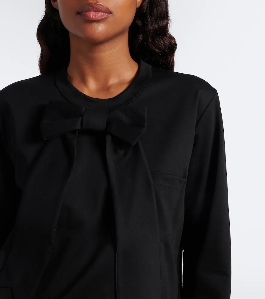 NOIR KEI NINOMIYA Bow-detail cotton jersey top | Thumbnail 6