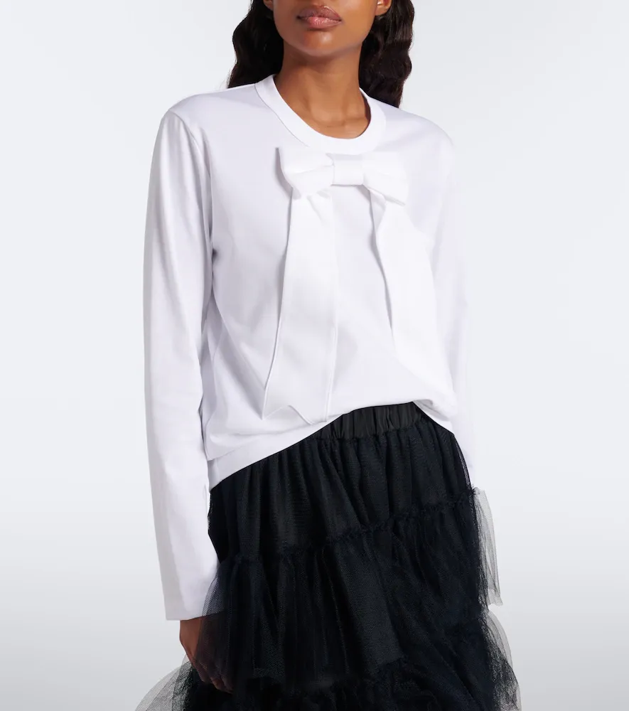 NOIR KEI NINOMIYA Bow-detail cotton jersey top | Thumbnail 4