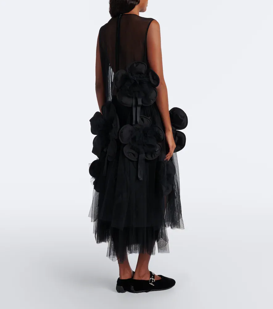 NOIR KEI NINOMIYA Floral-appliqué sheer mesh midi dress | Thumbnail 4 NOIR KEI NINOMIYA Floral-appliqué sheer mesh midi dress | Thumbnail 4