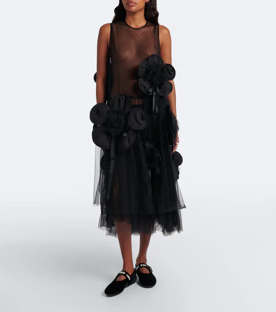 NOIR KEI NINOMIYA Floral-appliqué sheer mesh midi dress | Thumbnail 5 NOIR KEI NINOMIYA Floral-appliqué sheer mesh midi dress | Thumbnail 5