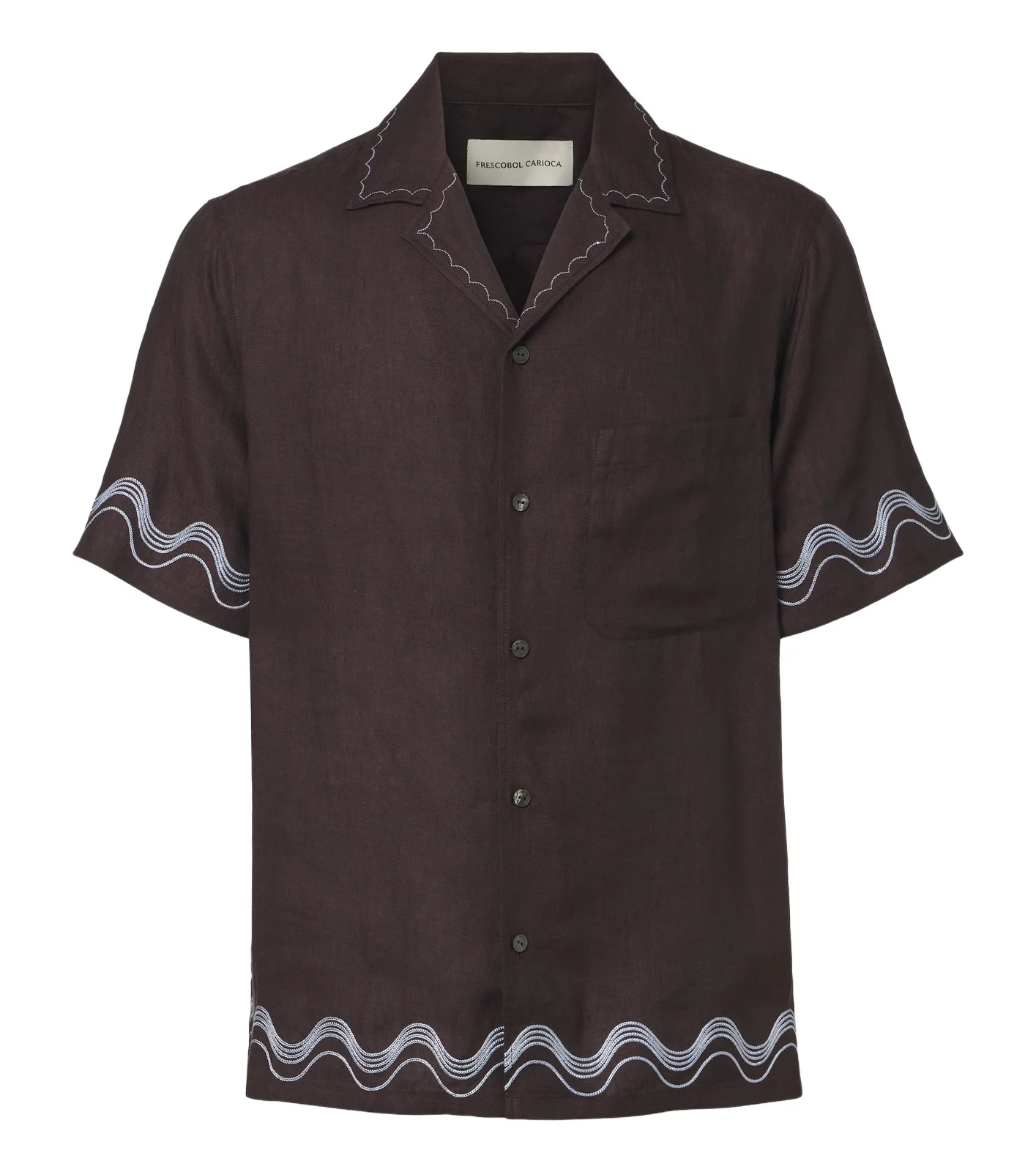 Frescobol Carioca Alves embroidered linen bowling shirt