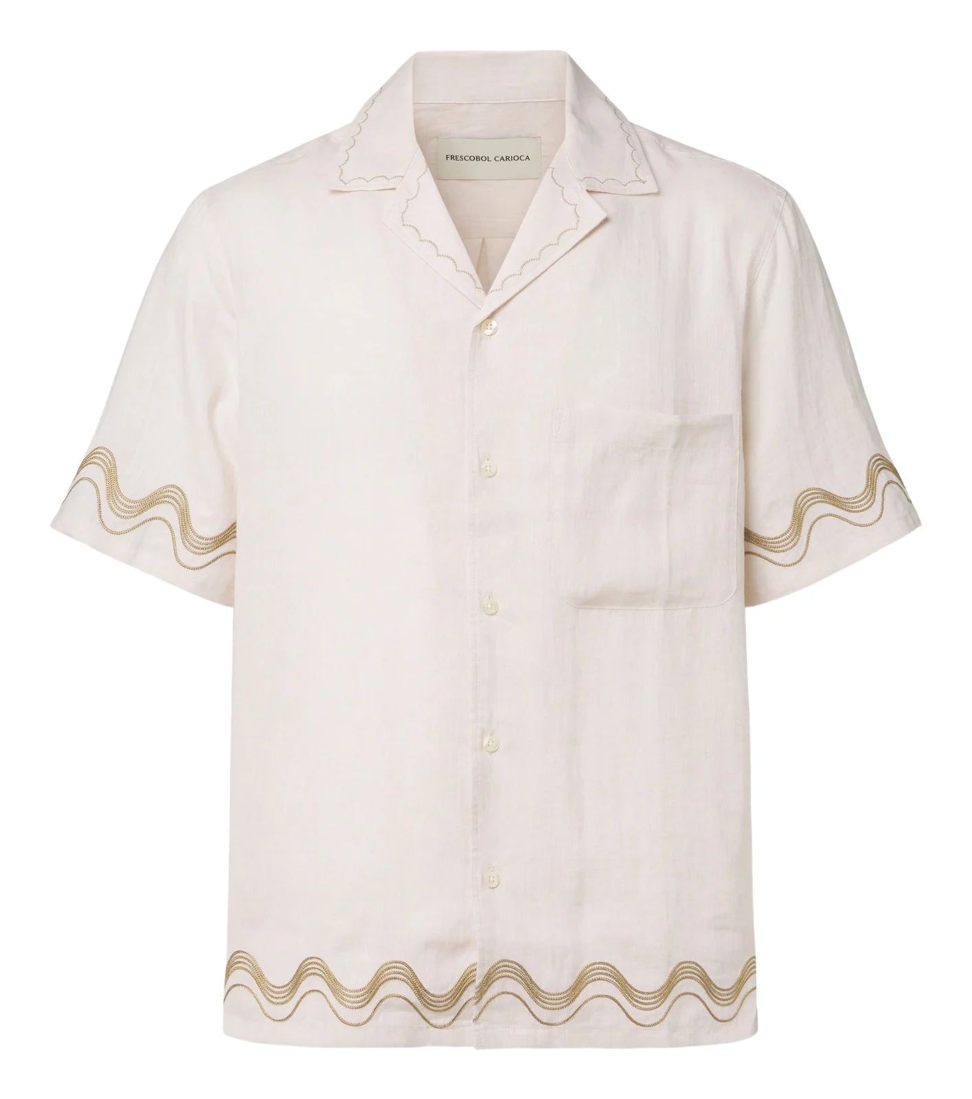 Alves embroidered linen bowling shirt Alves embroidered linen bowling shirt