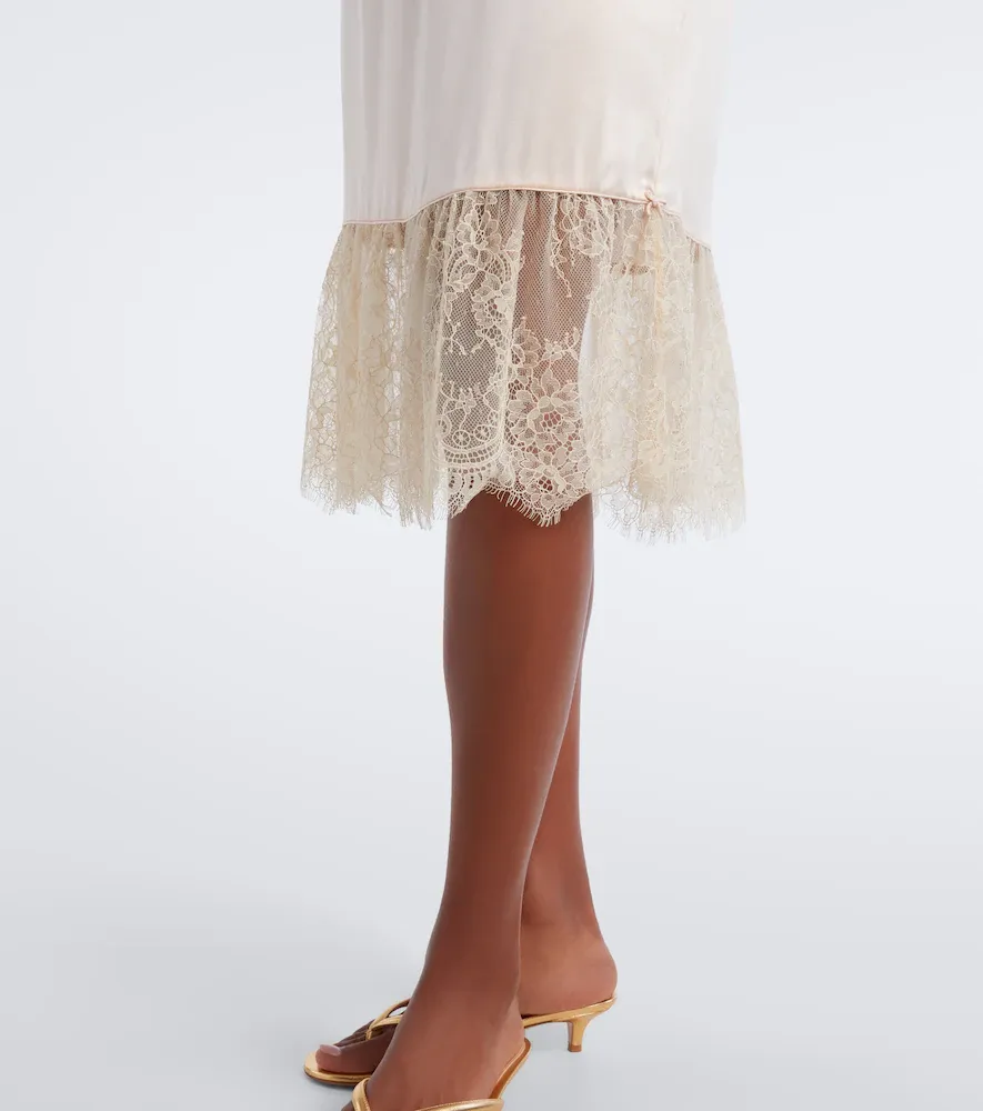 Posse Blake lace-trimmed silk satin midi skirt | Thumbnail 3 Posse Blake lace-trimmed silk satin midi skirt | Thumbnail 3