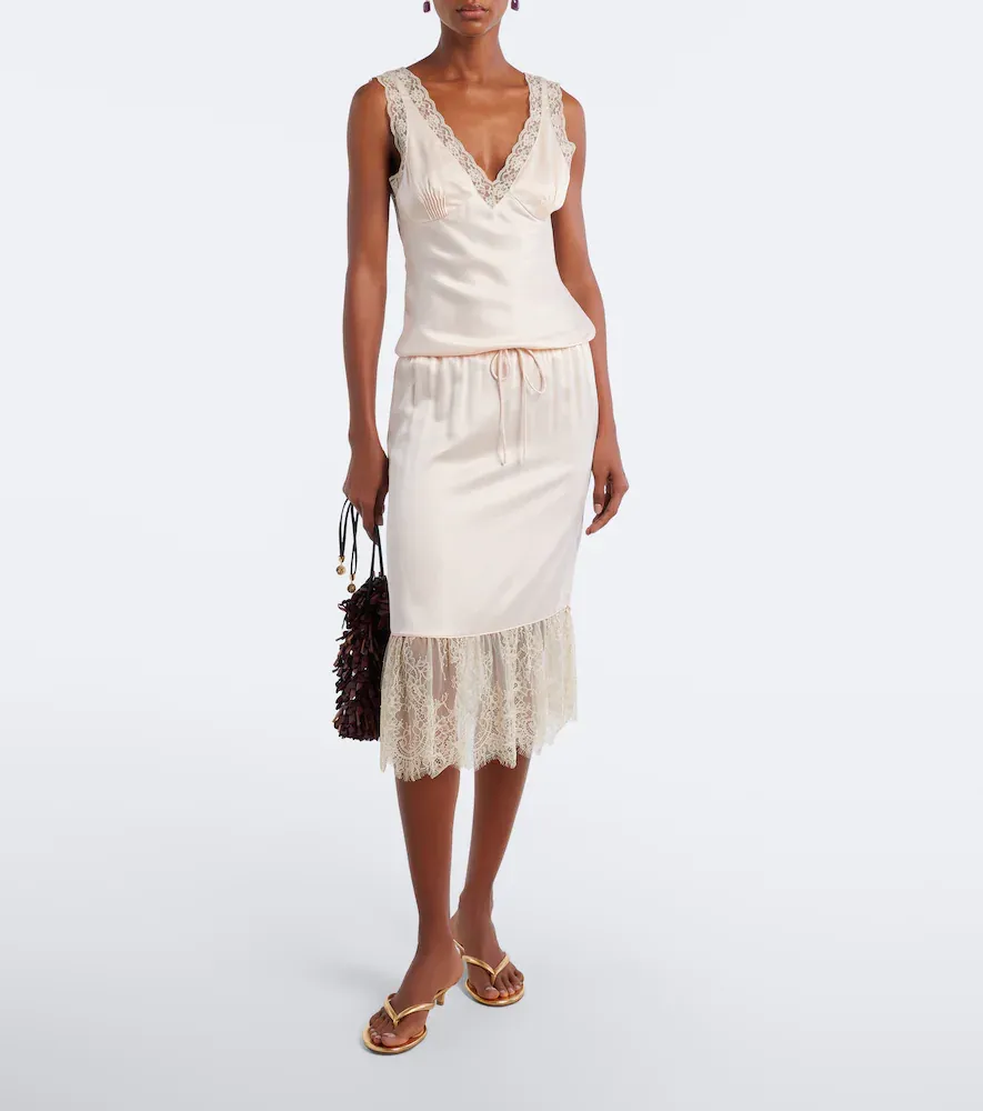 Posse Blake lace-trimmed silk satin midi skirt | Thumbnail 5 Posse Blake lace-trimmed silk satin midi skirt | Thumbnail 5