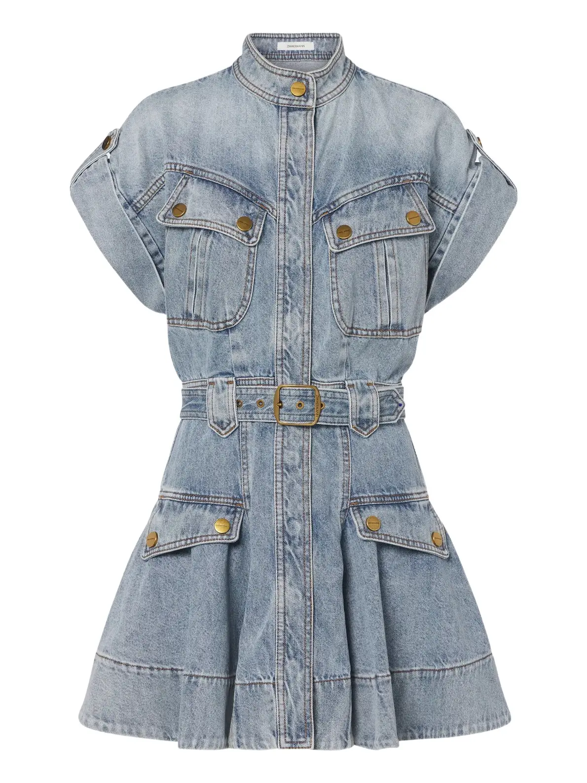 Belted denim minidress