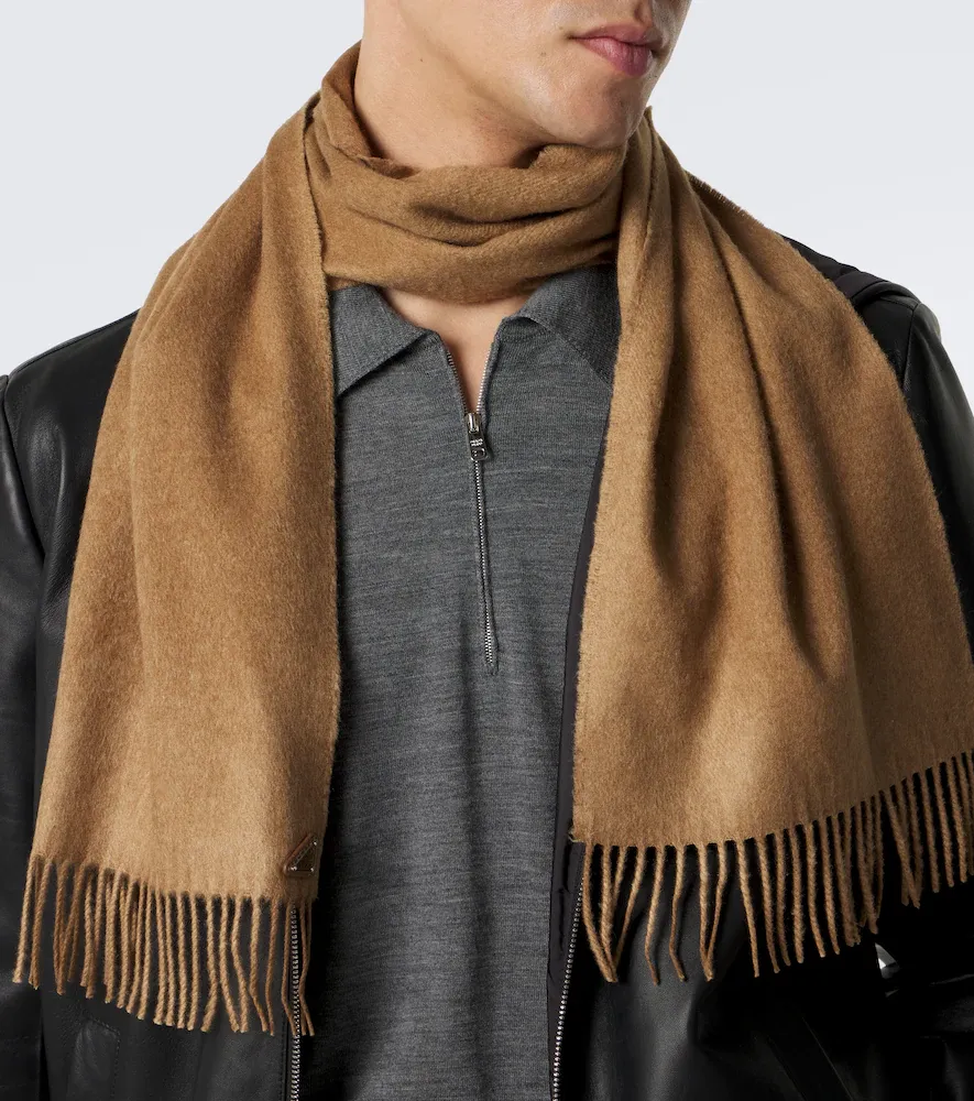 Prada Fringed silk and cashmere scarf | Thumbnail 3