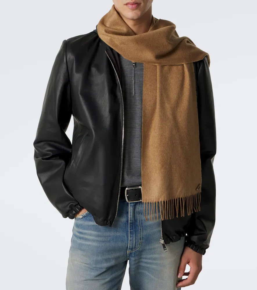 Prada Fringed silk and cashmere scarf | Thumbnail 4
