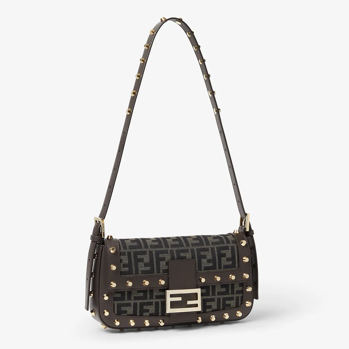 Fendi Baguette 26424 FF Zucca Jacquard Bag with Studs | Thumbnail 4 Fendi Baguette 26424 FF Zucca Jacquard Bag with Studs | Thumbnail 4