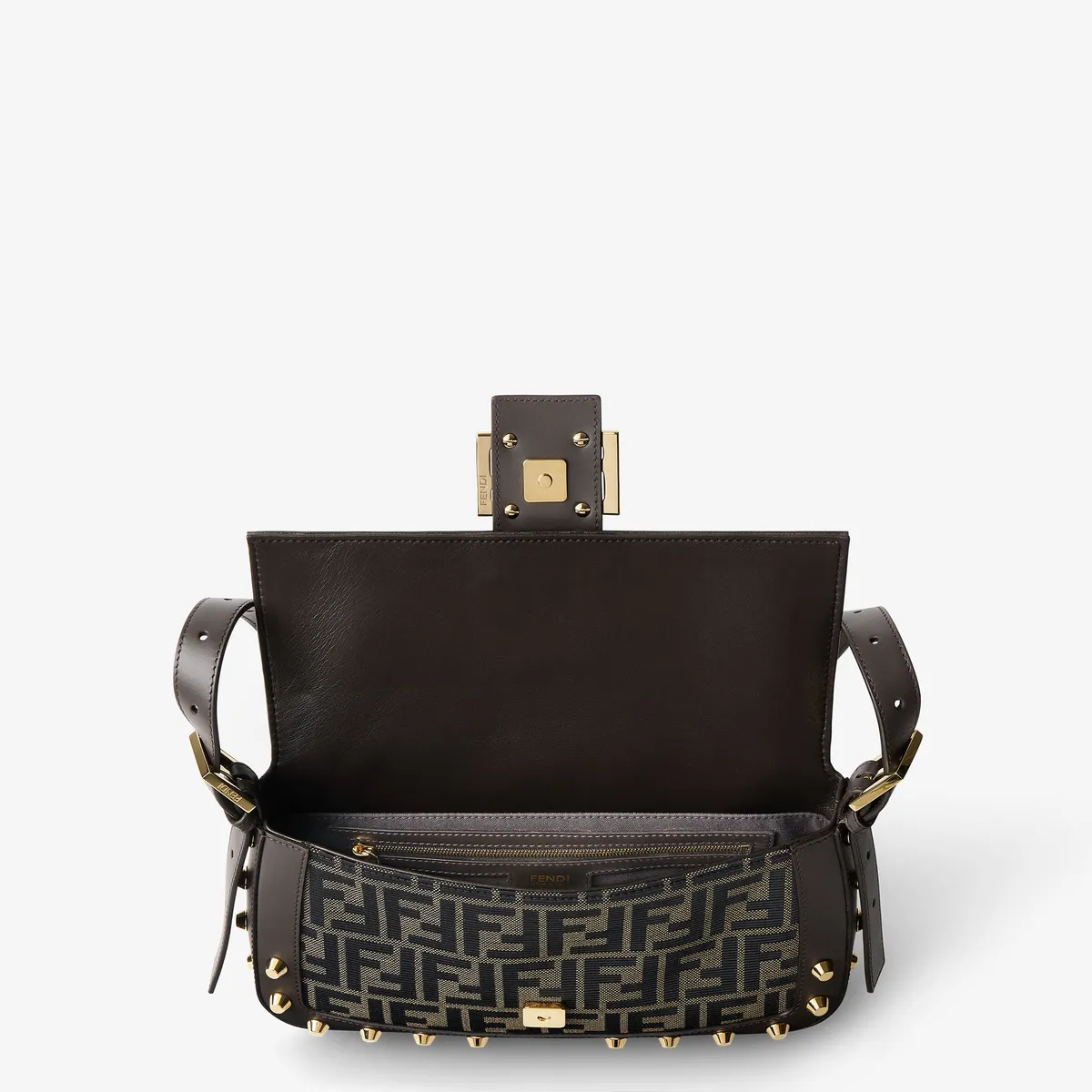 Fendi Baguette 26424 FF Zucca Jacquard Bag with Studs | Thumbnail 7 Fendi Baguette 26424 FF Zucca Jacquard Bag with Studs | Thumbnail 7