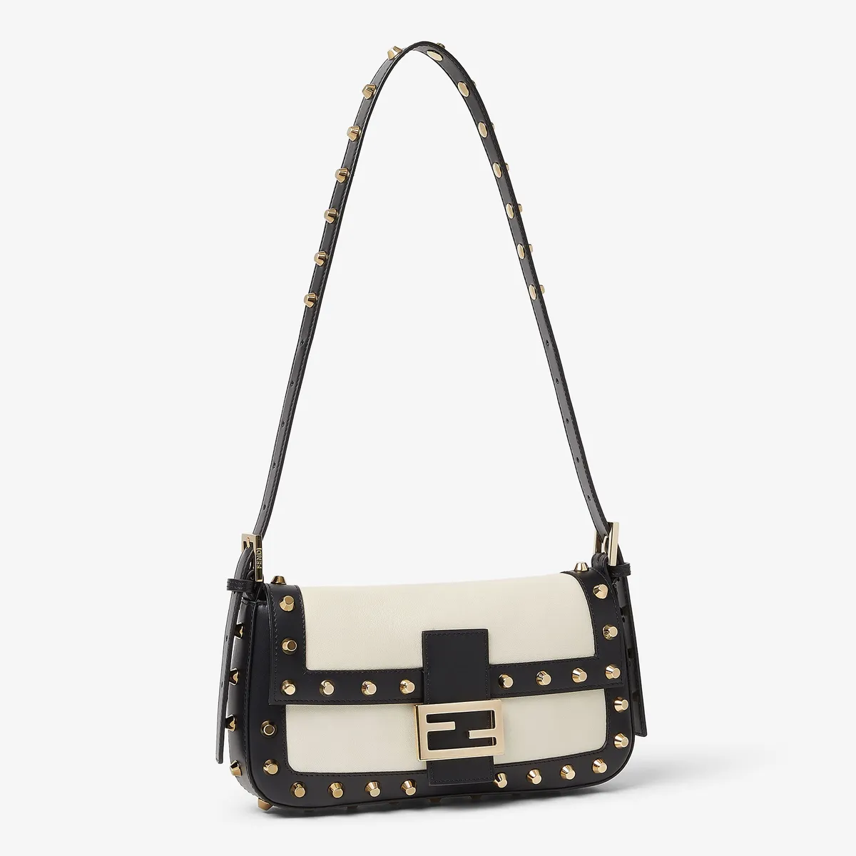 Fendi Baguette 26424 Pergamena Leather Bag with Studs | Thumbnail 4