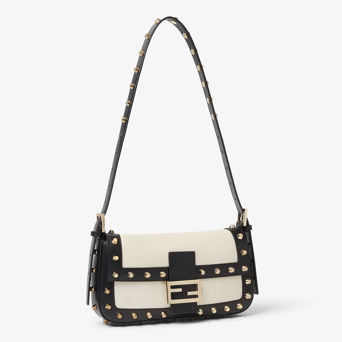 Fendi Baguette 26424 Pergamena Leather Bag with Studs | Thumbnail 5