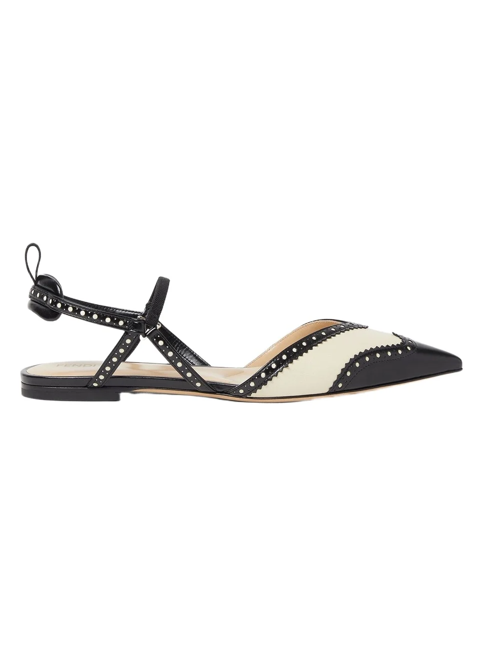 Fendi Colibrì Brogues Parchment Leather Low-Heeled Slingbacks