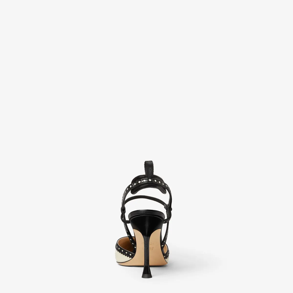 Fendi Colibrì Brogues High-Heeled Parchment and Black Leather Slingbacks | Thumbnail 3 Fendi Colibrì Brogues High-Heeled Parchment and Black Leather Slingbacks | Thumbnail 3