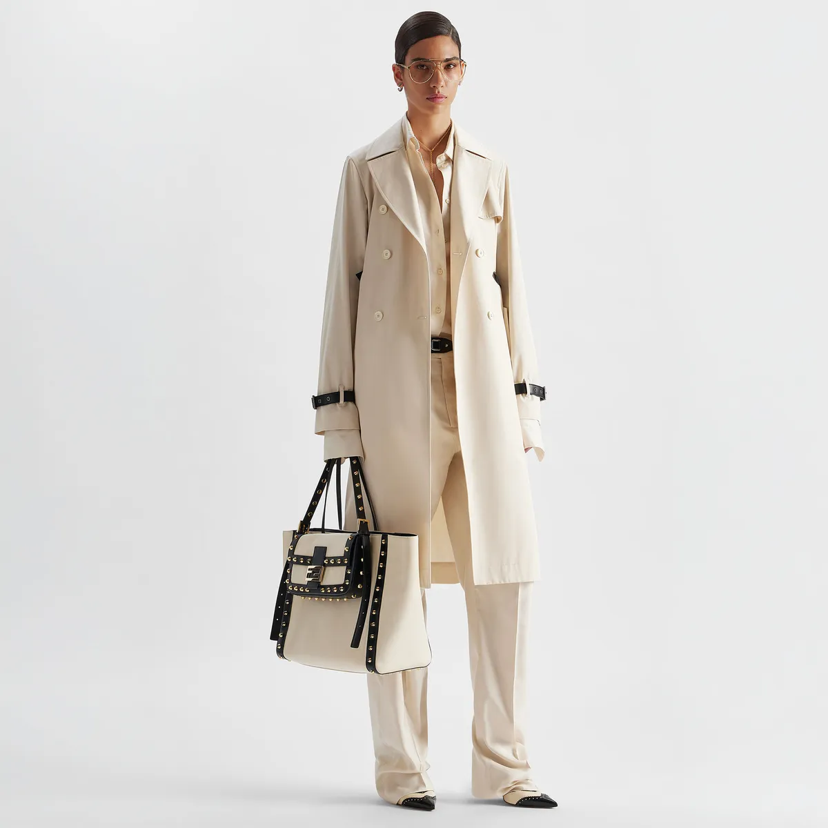Fendi Colibrì Brogues High-Heeled Parchment and Black Leather Slingbacks | Thumbnail 5 Fendi Colibrì Brogues High-Heeled Parchment and Black Leather Slingbacks | Thumbnail 5