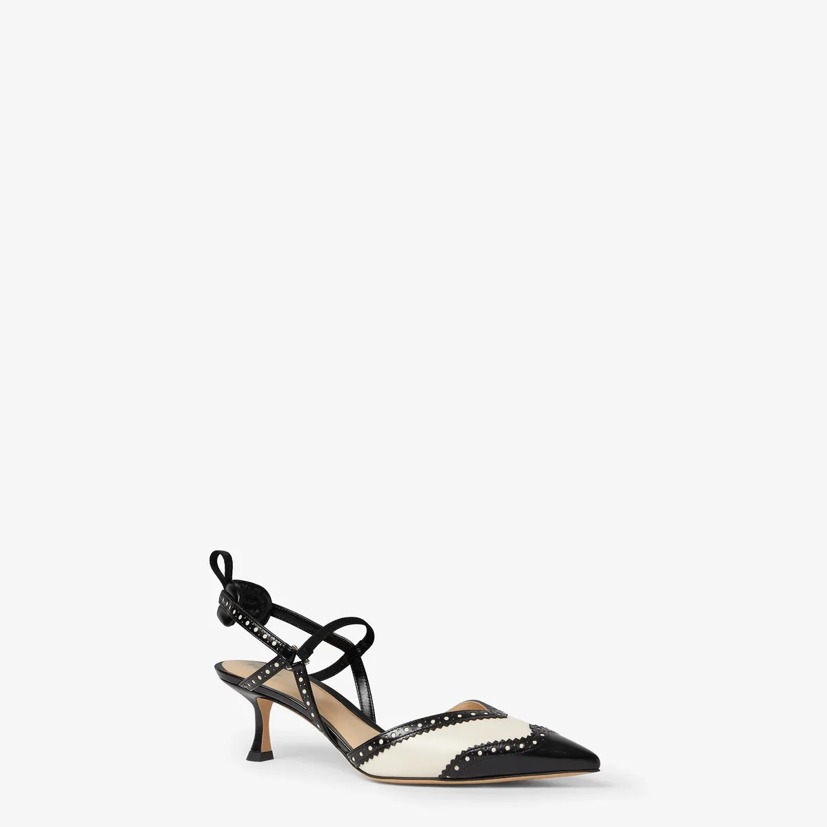 Fendi Colibrì Brogues High-Heeled Parchment and Black Leather Slingbacks | Thumbnail 2 Fendi Colibrì Brogues High-Heeled Parchment and Black Leather Slingbacks | Thumbnail 2