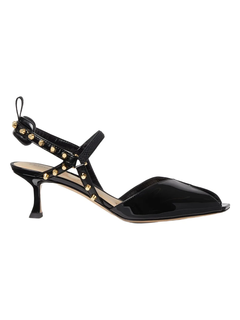 Fendi Very Colibrì Patent Leather Medium-Heeled Sandals