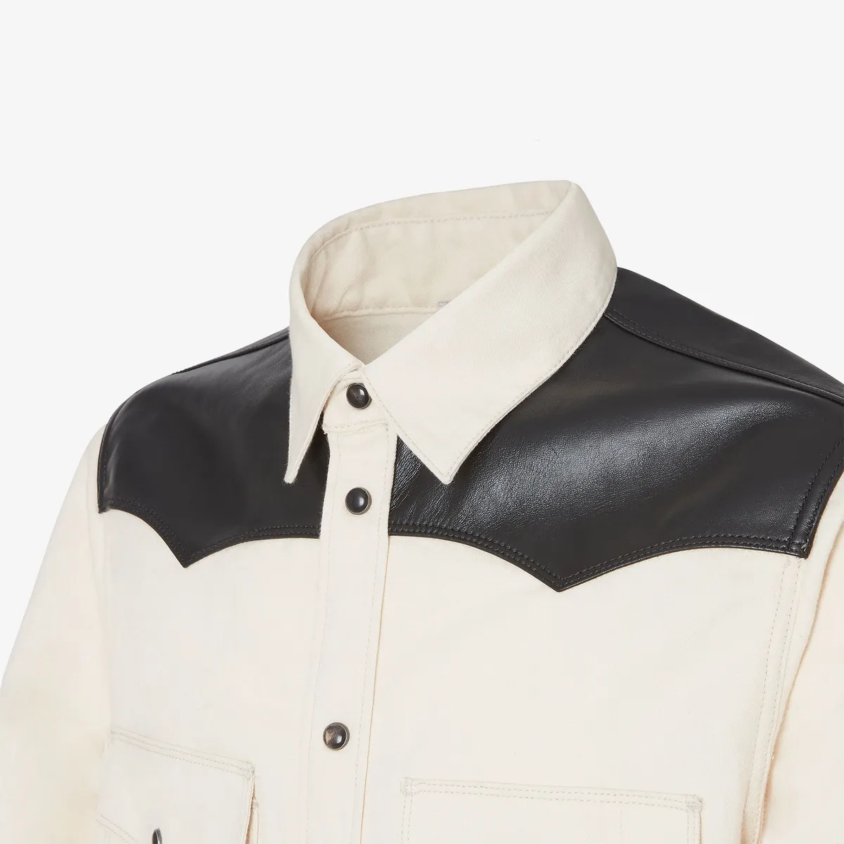Fendi Denim and Black Leather Shirt | Thumbnail 3 Fendi Denim and Black Leather Shirt | Thumbnail 3