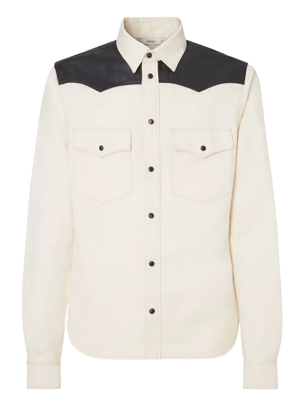 Fendi Denim and Black Leather Shirt